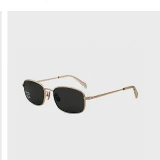 Celine Gold Black Thin Metal Frame Double Bridge Sunglasses