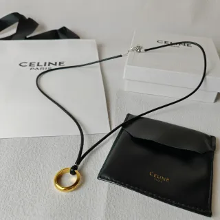 Celine خاتم قلادة سلسلة ذهبية اللون
