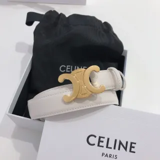 Celine Triomphe حزام جلدي مع بيكل سلس من الذهب الأبيض