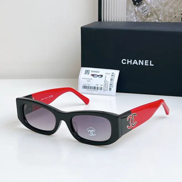 Chanel কালো সাদা আয়তাকার অ্যাসিটেট ফ্রেম ওভারসাইজড ফিট সানগ্লাস 3