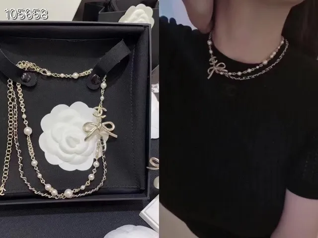 Chanel ربطة سلسلة لؤلؤ قلادة 8