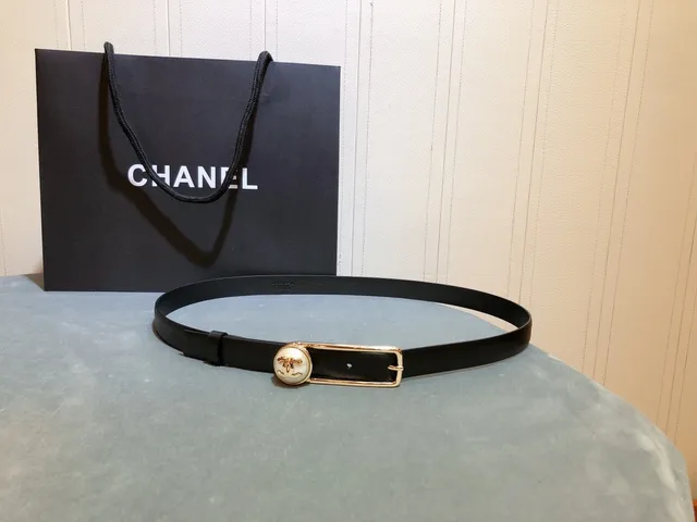 Chanel Camellia Belt Black Gold-Tone Leather Belt 2