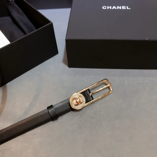 Chanel Camellia Belt Black Gold-Tone Leather Belt 5