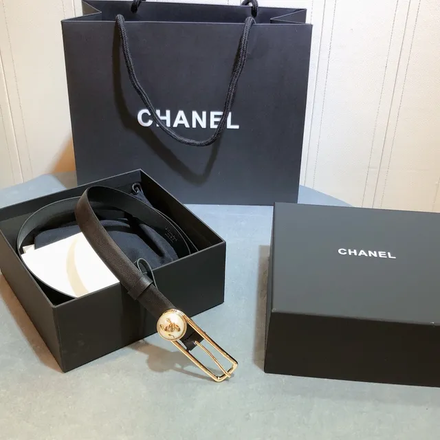 Chanel Camellia Belt Black Gold-Tone Leather Belt 6