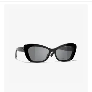 Chanel Cat Eye Lunettes de soleil Acétate Noir Dégradé Gris