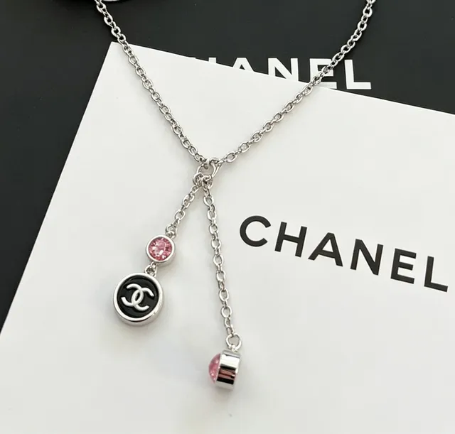 Chanel CC Drop Silver Green Chain Y-Lariat Necklace 3