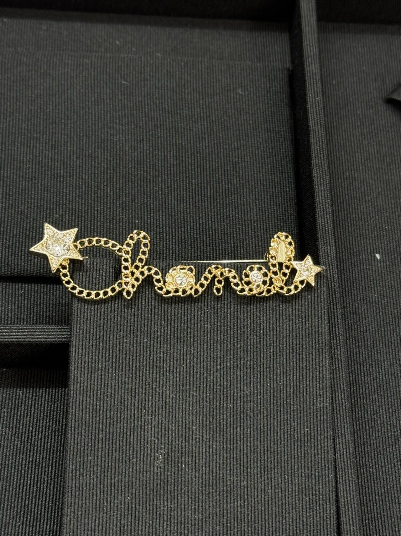 Chanel CHANEL Chain Letter Crystal Star Brooch 6