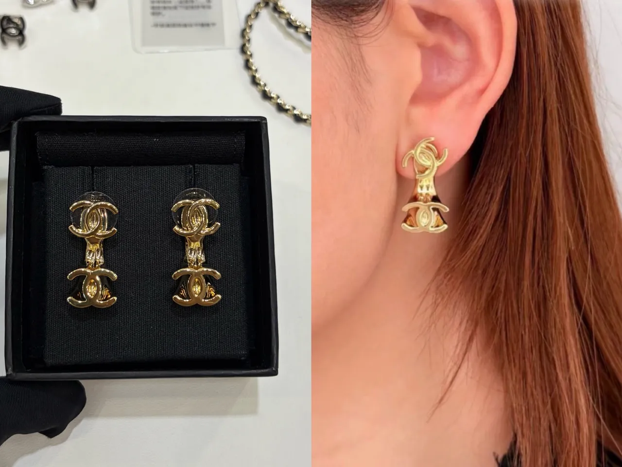 Chanel Double CC Gold-Tone Clip-On Earrings 2