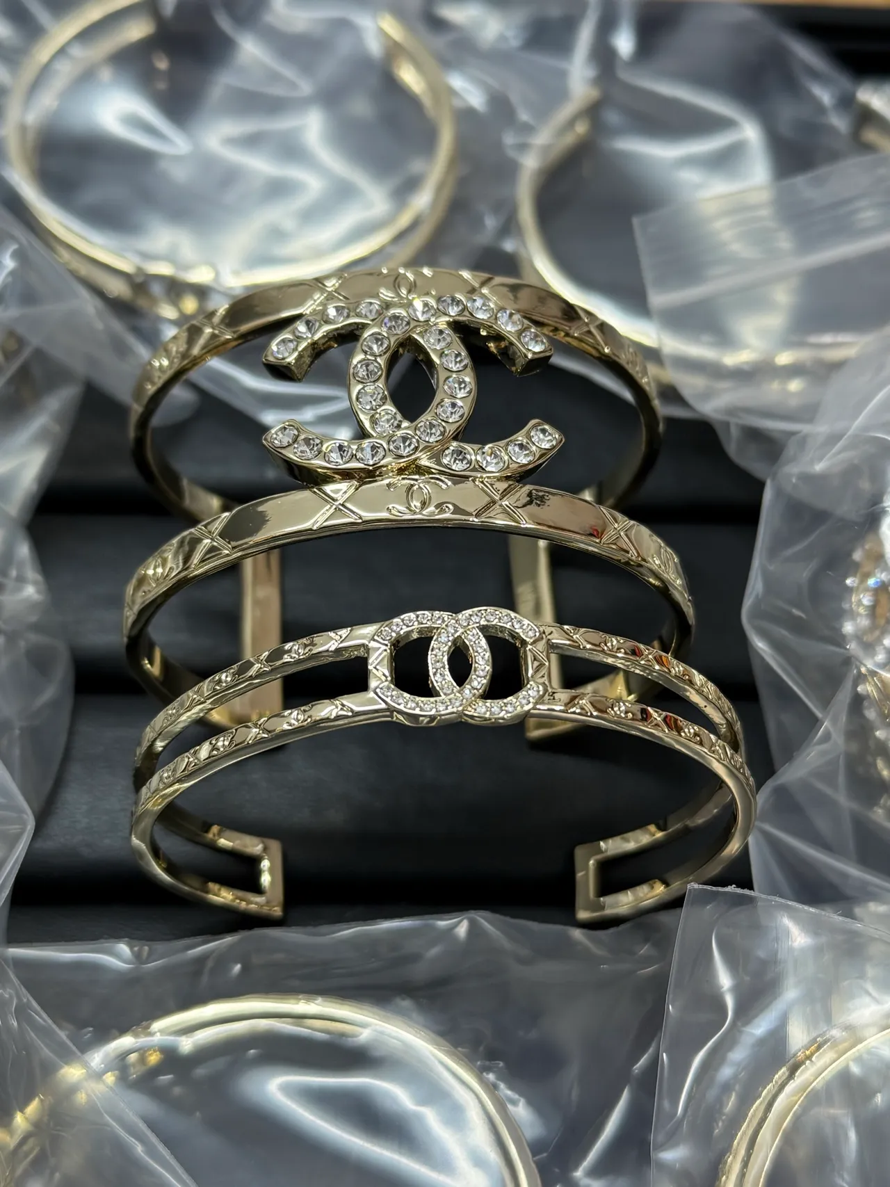 Chanel Gold Silver Crystal-Pavé Bracelet 6