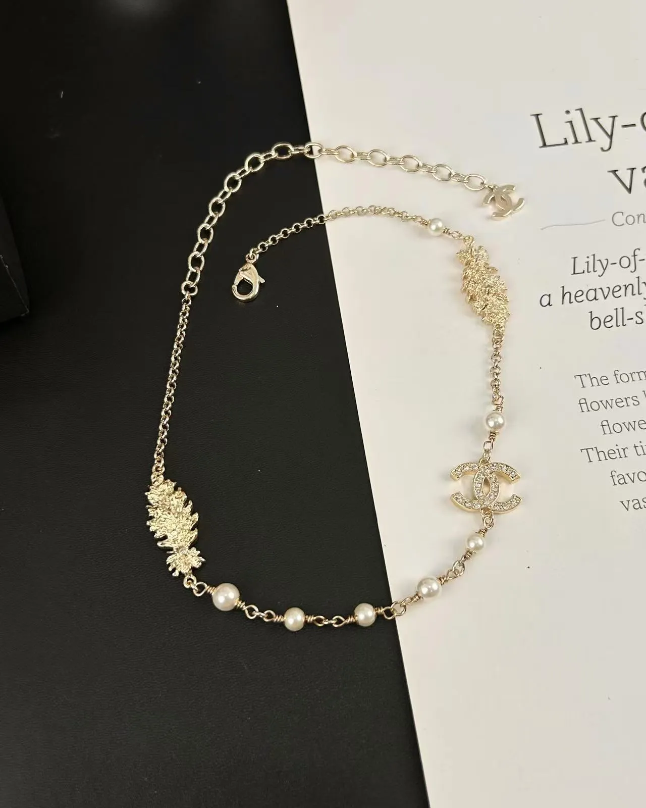 Chanel Gold-Tone Leaf Motif Pearl Drop Earrings 4