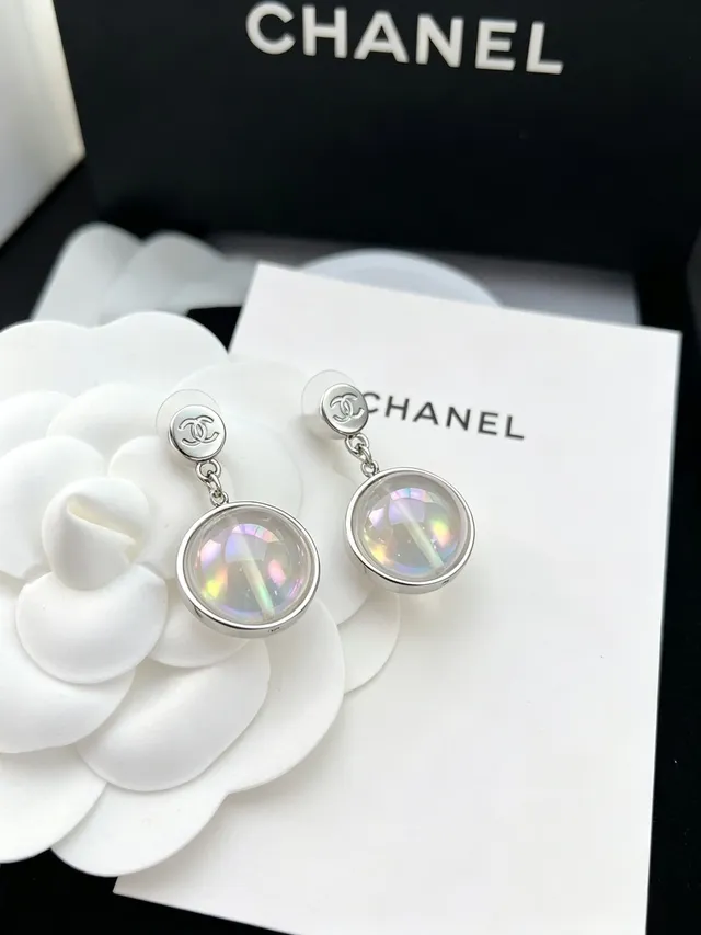 Chanel Iridescent Spherical CC Logo Dangling Earrings 4