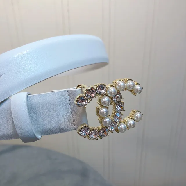 Chanel Perle & Cristal CC Ceinture Bleu clair Ceinture en cuir 2