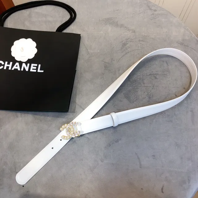 Chanel Perle & Cristal CC Ceinture Bleu clair Ceinture en cuir 3