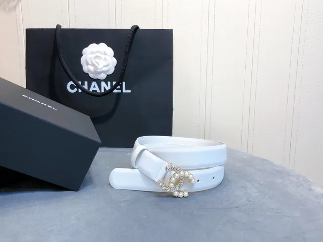 Chanel Perle & Cristal CC Ceinture Bleu clair Ceinture en cuir 4