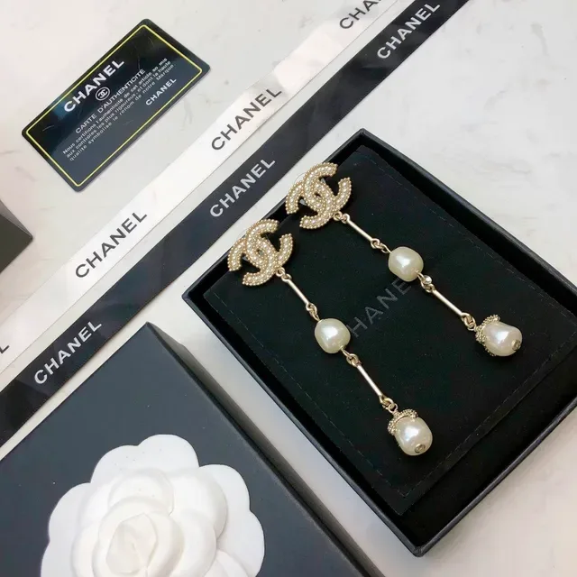 Chanel Pearl-Dangle CC Logo Earrings 8