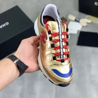 Chanel Runner Metallic Gold Blue Red Lifestyle Sneakers — Chanel catalogue photo from WWTop Yupoo