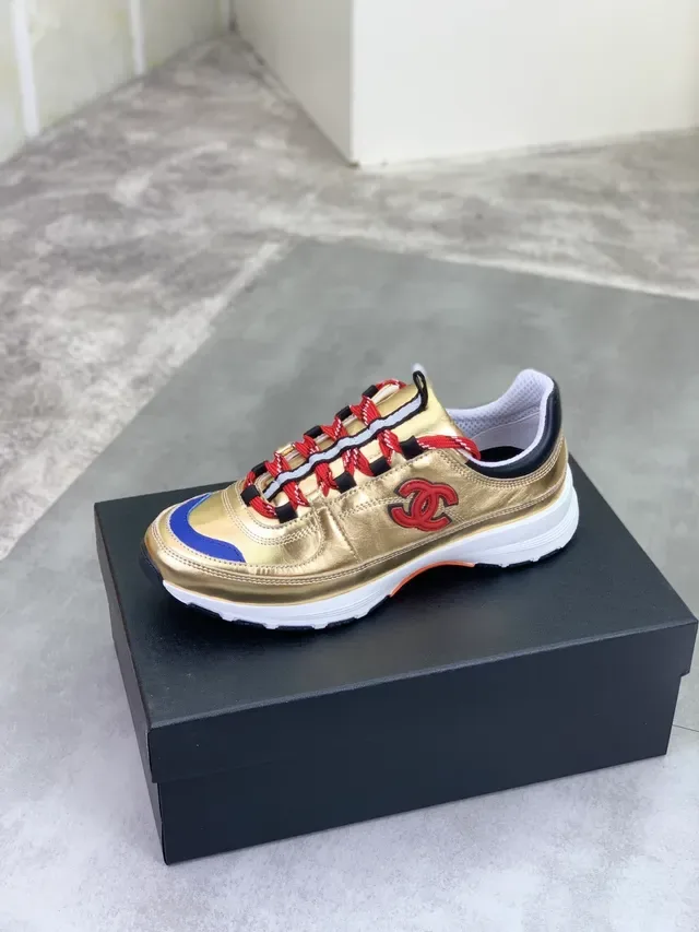 Chanel Runner Metallic Gold Blue Red Lifestyle Sneakers 4