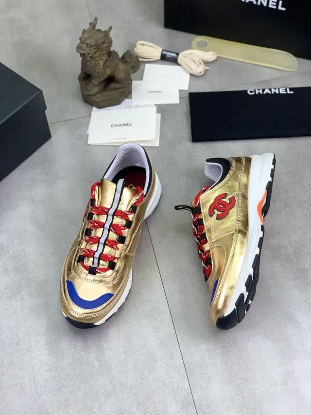 Chanel Runner Metallic Gold Blue Red Lifestyle Sneakers 5