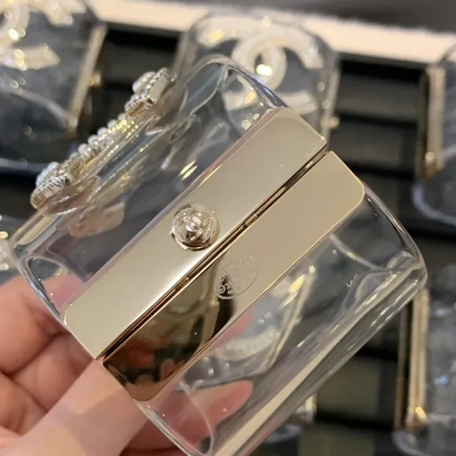 Chanel Transparent Gold Acrylic Pearl-Encrusted Bracelet 5