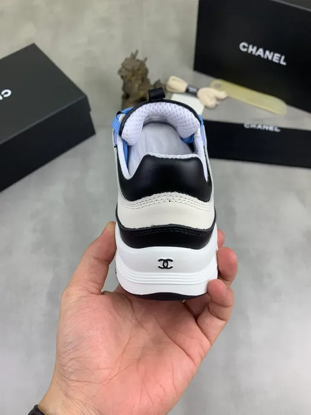 Chanel White Blue Layered Sole Interlocking CC Logo Chunky Sneakers 3