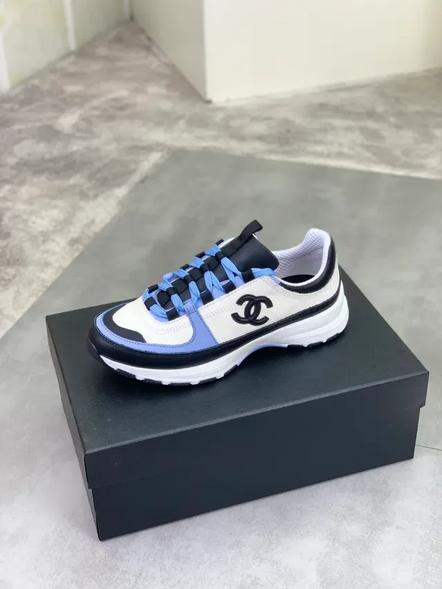 Chanel White Blue Layered Sole Interlocking CC Logo Chunky Sneakers 4