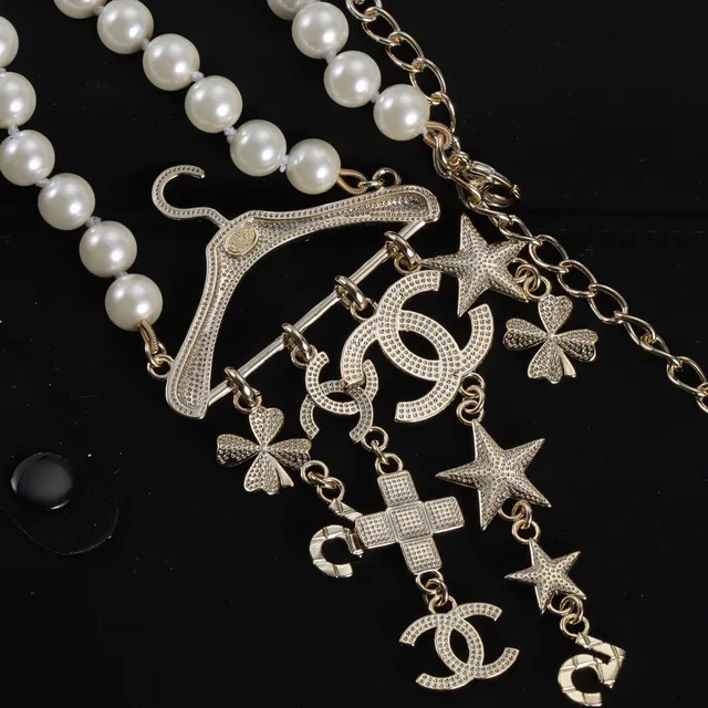 Chanel سلسلة ذهب أبيض لؤلؤ مع هاردوير 2