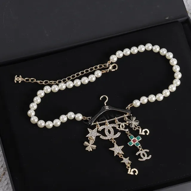 Chanel سلسلة ذهب أبيض لؤلؤ مع هاردوير 3