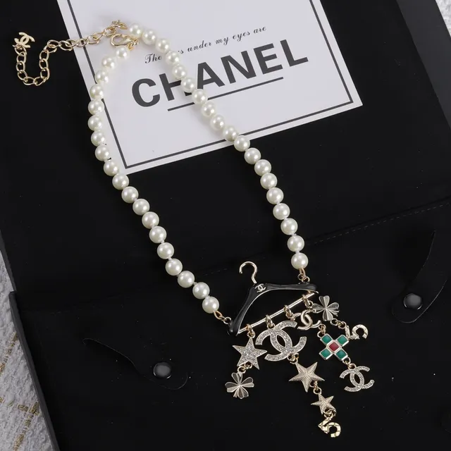 Chanel سلسلة ذهب أبيض لؤلؤ مع هاردوير 4