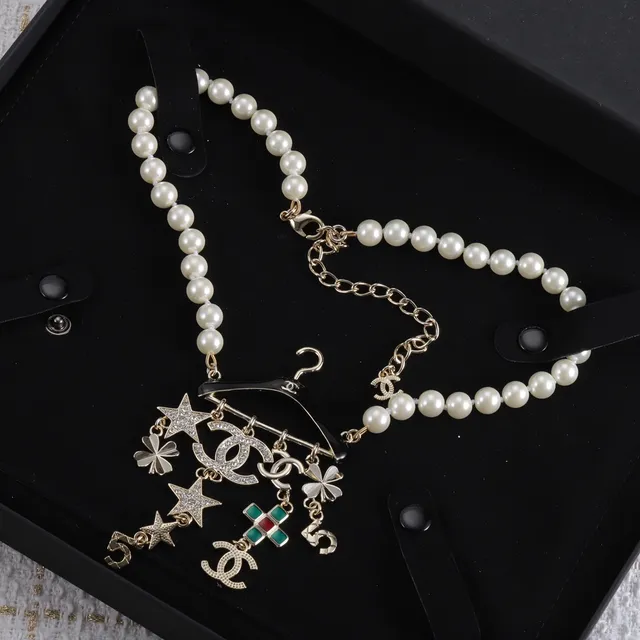 Chanel سلسلة ذهب أبيض لؤلؤ مع هاردوير 6