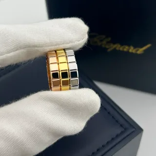 Chopard Gold Black Triple-Row Square-Link Multi-Tone Ring