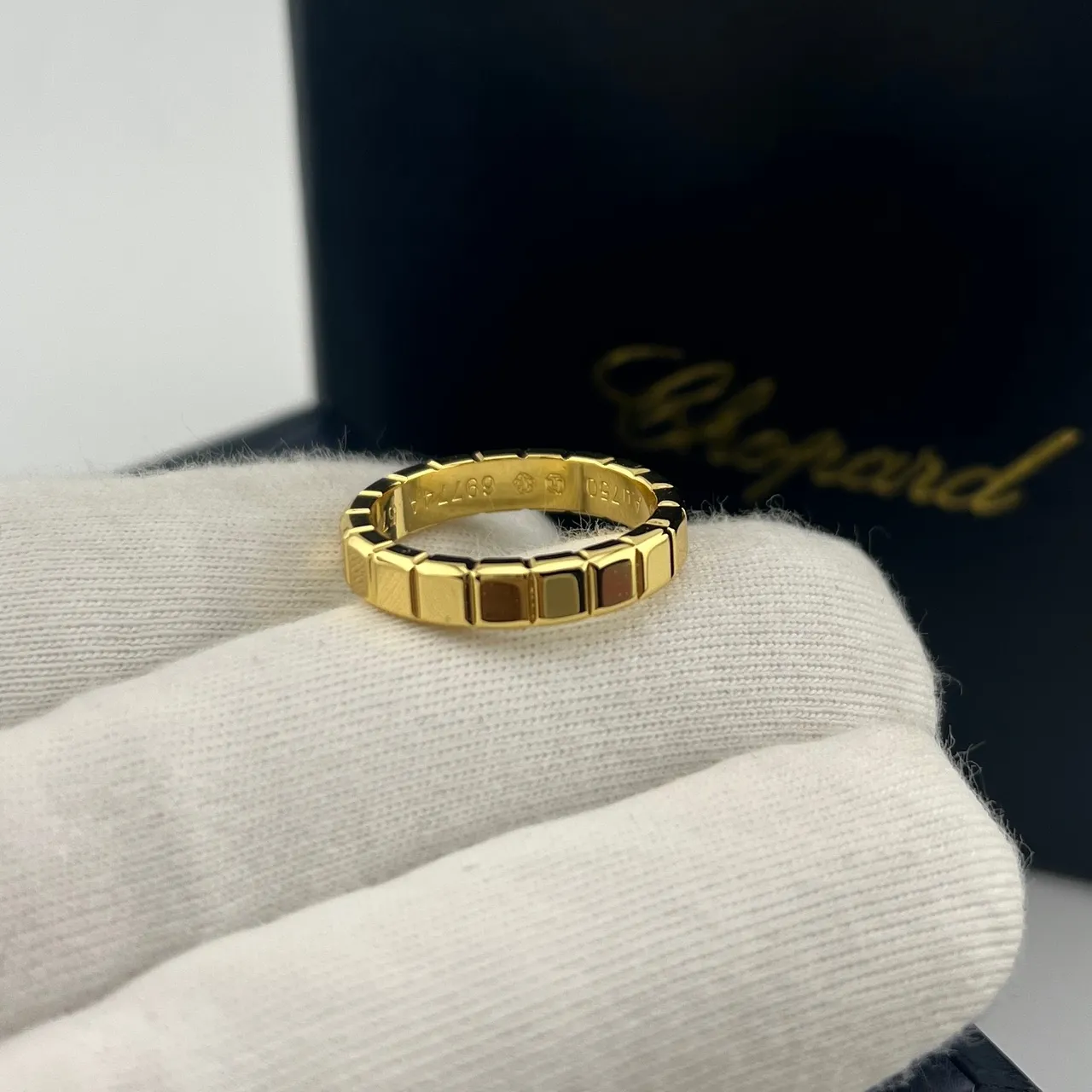 Chopard Gold Black Triple-Row Square-Link Multi-Tone Ring 3
