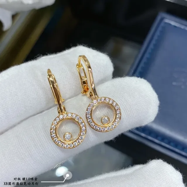 Chopard Happy Diamonds Aretes de Diamantes Circulares Pavé Rotativos en Cápsula 7