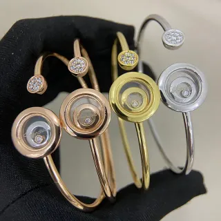 Chopard Happy Diamonds Rotating Disc Open Bangle Bracelets