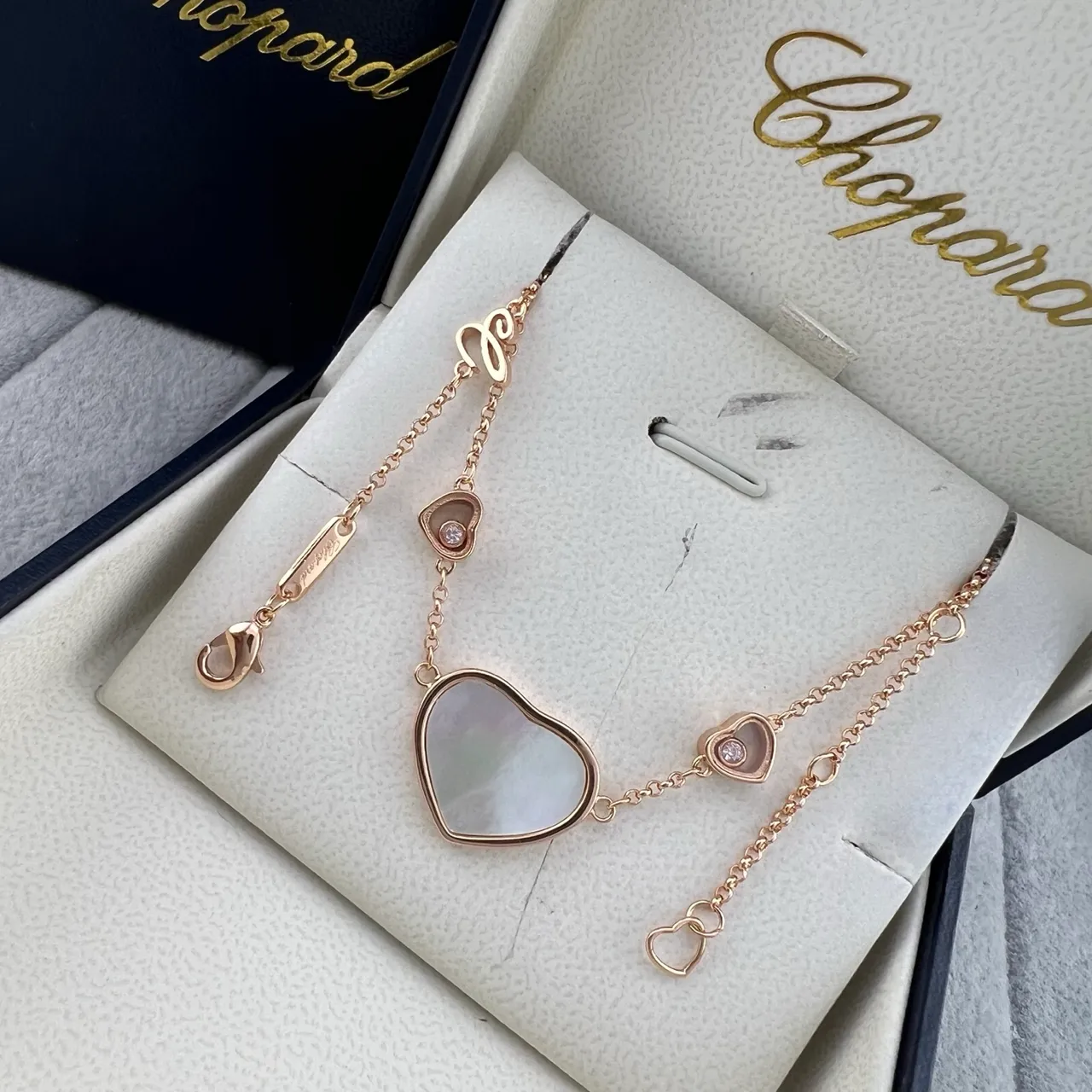 Chopard 快乐之心 孔雀石 珍珠母 红色珐琅 心形项链 2