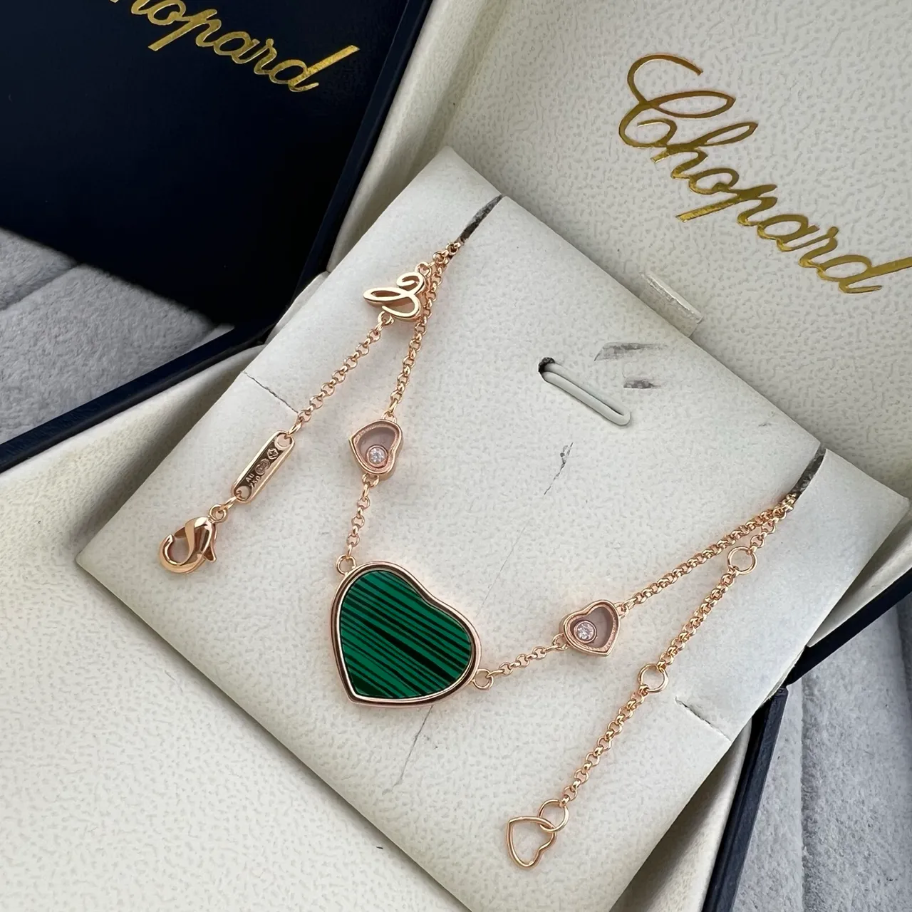 Chopard 快乐之心 孔雀石 珍珠母 红色珐琅 心形项链 3