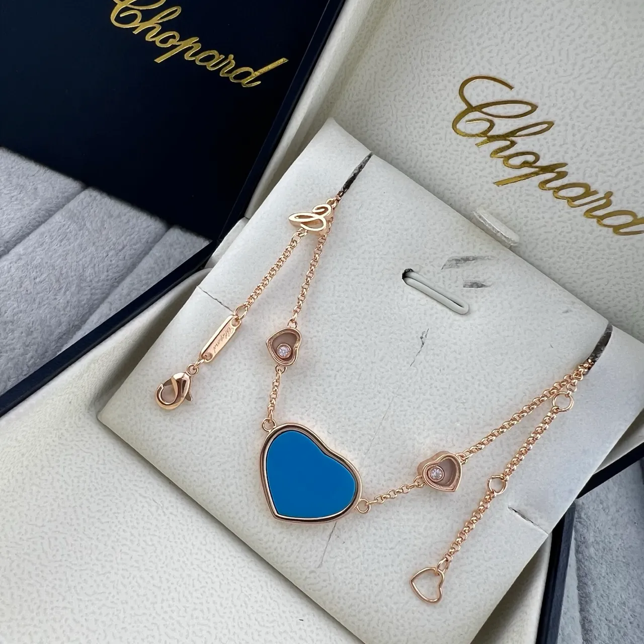 Chopard 快乐之心 孔雀石 珍珠母 红色珐琅 心形项链 7