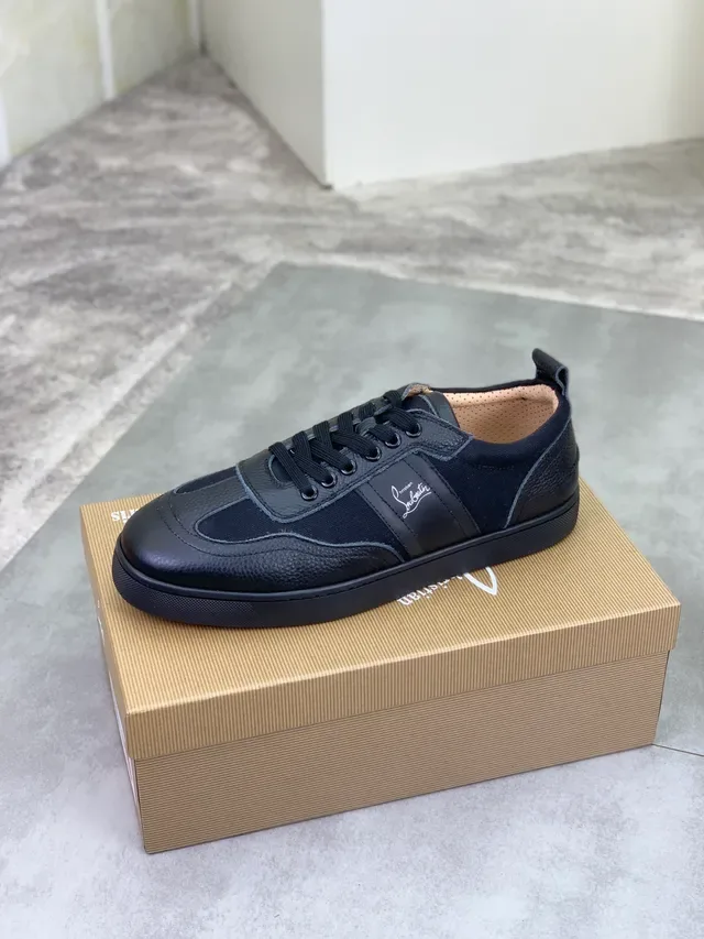 Christian Louboutin Black Leather and Textile Platform Sneaker 4