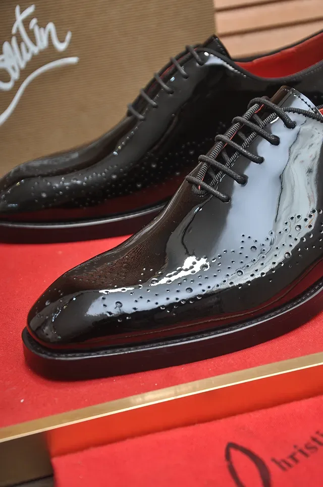 Christian Louboutin Black Patent Leather Brogue Oxford Shoes 2