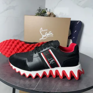 Christian Louboutin sneakers noir rouge sculpté semelle ondulée cuir daim partie supérieure sneakers chunky