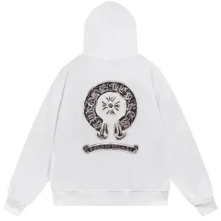 Chrome Hearts Crest Graphic Oversized White Hoodie