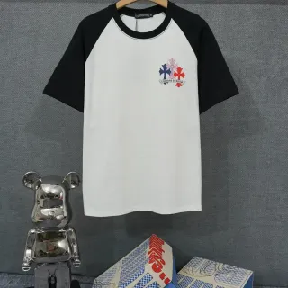 Chrome Hearts क्रॉस कढ़ाई रैगलन स्लीव टी-शर्ट