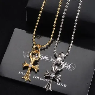 Chrome Hearts क्रॉस पेंडेंट नेकलेस गोल्ड एंड सिल्वर टोन
