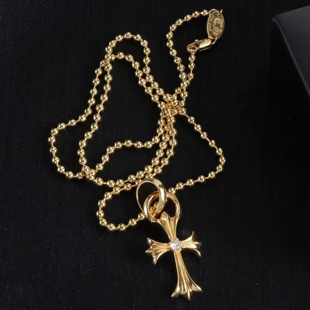 Chrome Hearts collar con dije de cruz en tono dorado y plateado 7