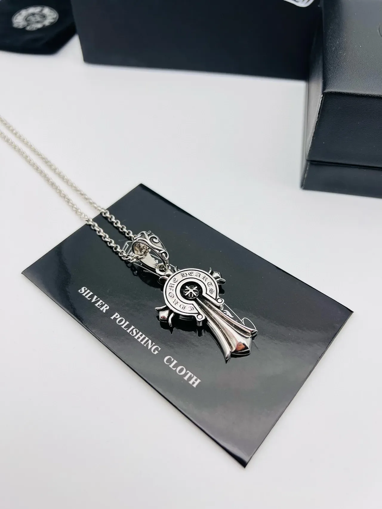 Chrome Hearts क्रॉस पेंडेंट सिल्वर नेकलेस 4