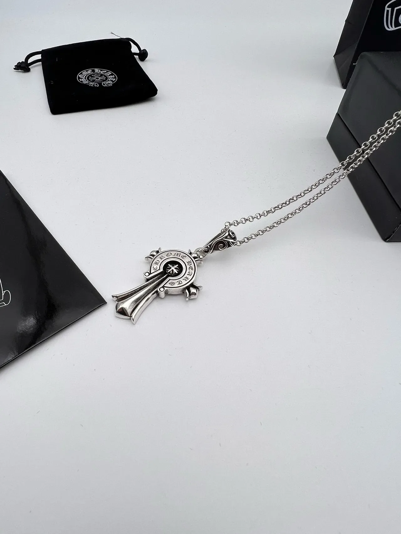 Chrome Hearts क्रॉस पेंडेंट सिल्वर नेकलेस 6