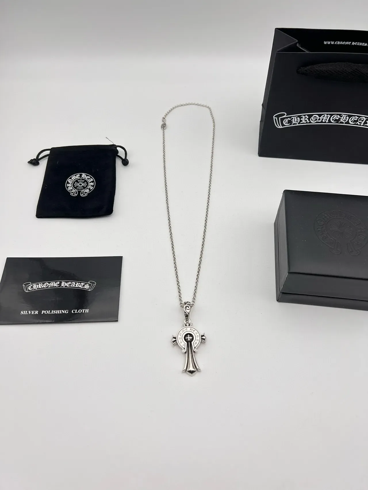 Chrome Hearts क्रॉस पेंडेंट सिल्वर नेकलेस 8