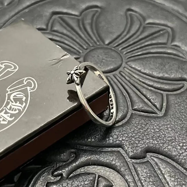 Chrome Hearts خاتم زهوري فضي مؤكسد نمط زهري 5