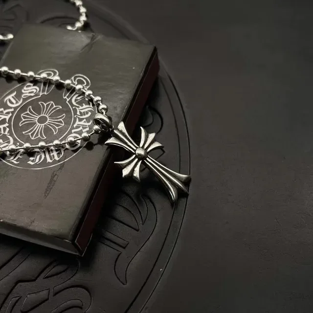 Chrome Hearts Gothic Cross Silver-Toned Ball Chain Necklace 4