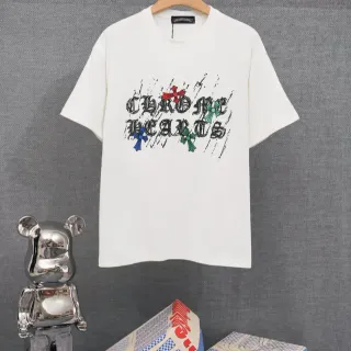 Chrome Hearts सफेद क्रॉस मोटिफ ग्राफिक प्रिंट टी-शर्ट