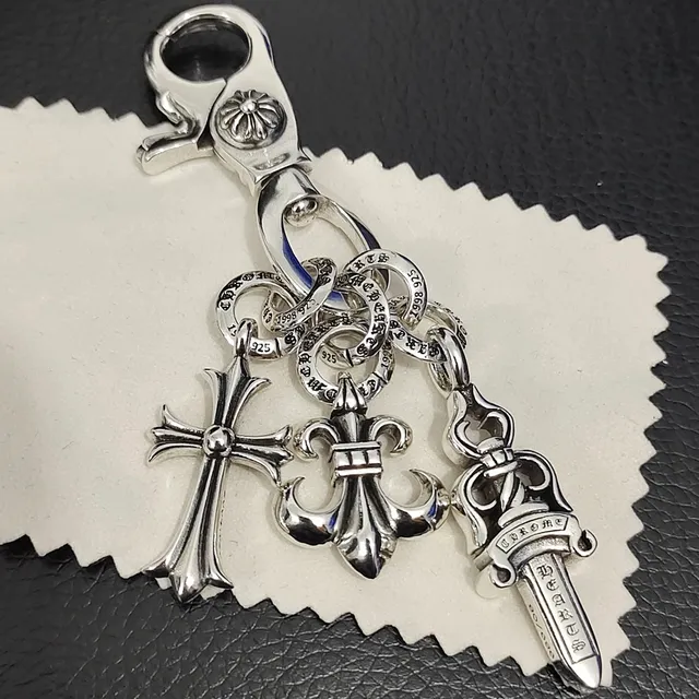 Chrome Hearts Bracelet en argent poli avec cluster de charms multiples 2
